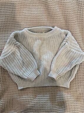 Cozy Neutral Knit Balloon-Sleeve Sweater